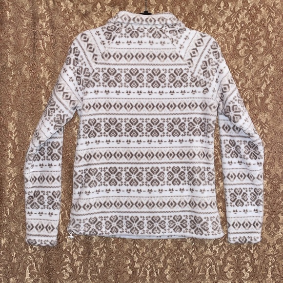 Eddie Bauer Brown & Cream Fleece Pullover.  Size Medium. - Picture 2 of 7